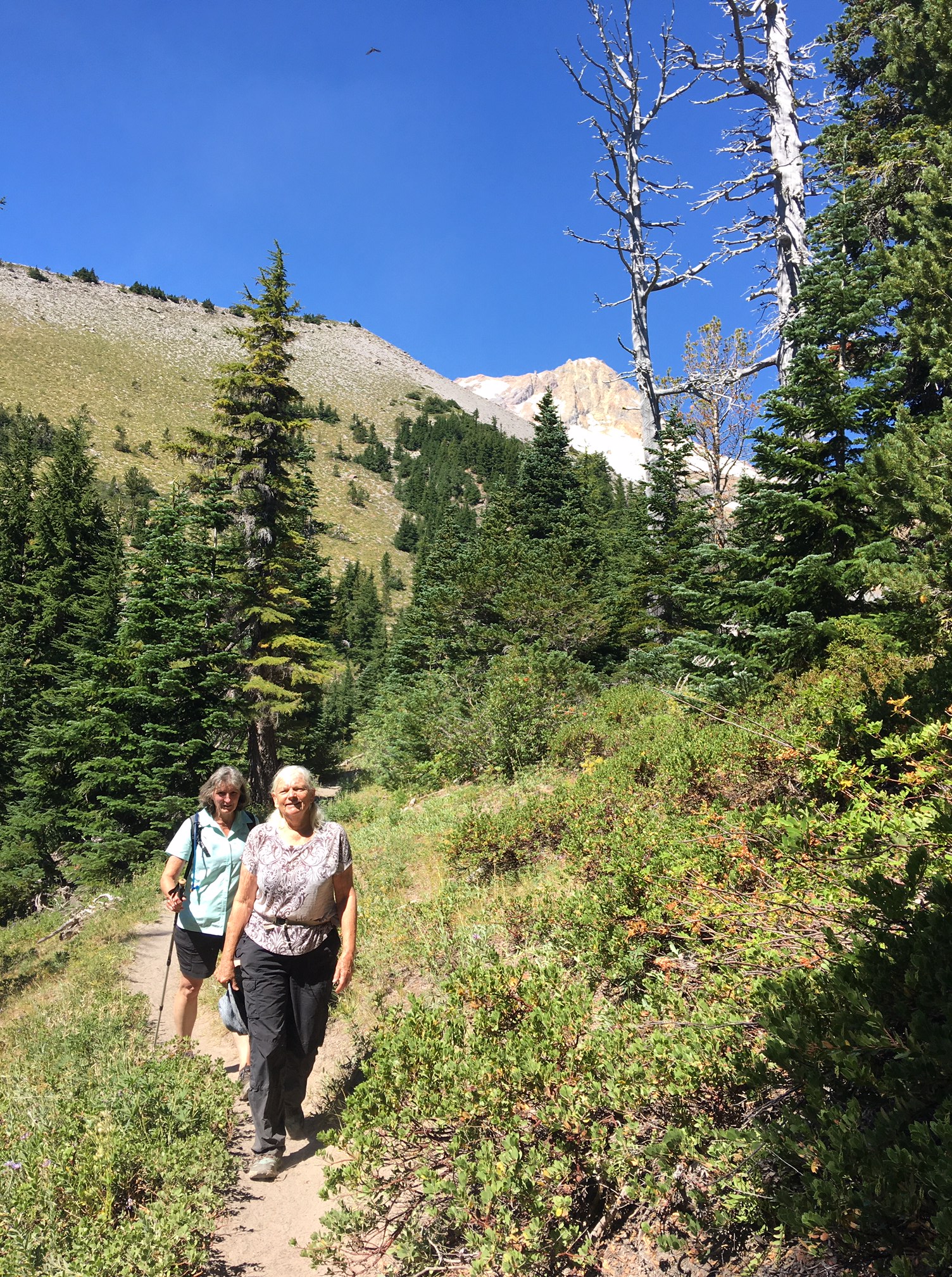 3. Julie and Jill with Hood and Ski slope of Heather canyon behind
